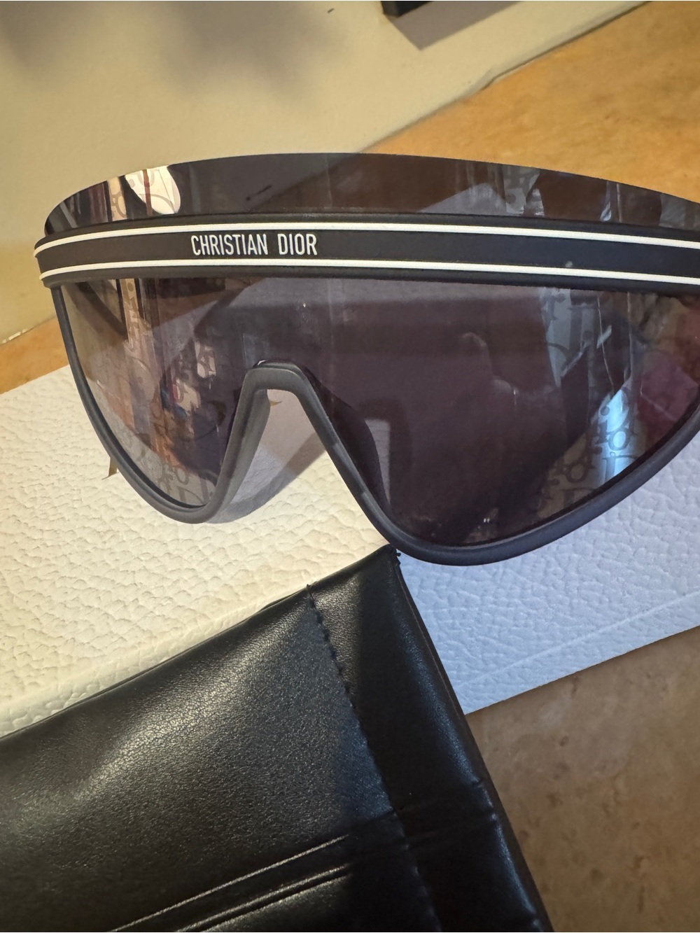 NIB Dior DiorClub M2U Blue/White Monogram Shield Mask Sunglasses - Picture 2 of 8